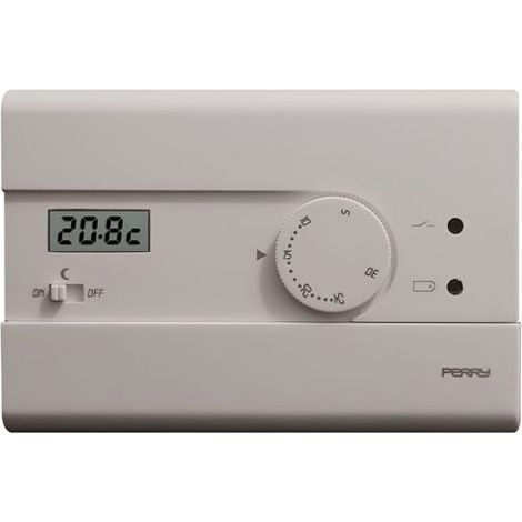 PERRY Termostato digitale 3V serie “SLIM”con comando ON/OFF/RIDUZIONE NOTTURNA colore bianco - 1TPTE400/B