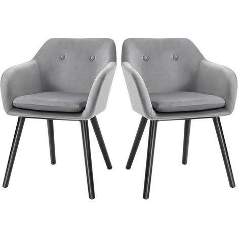 SET DI 2 SEDIE PER SALA DA PRANZO CON BRACCIOLI IMBOTTITE E IN VELLUTO. 54X56X74CM. GRIGIO (1/5)