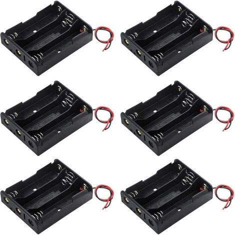 Lot de 6 Supports pour Piles 18650 3,7 V – Boîte de Rangement en Plastique avec Fils Conducteurs pour Connexion 3 Points