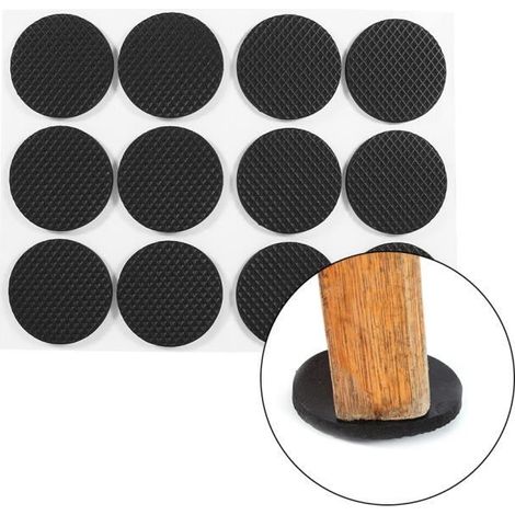 Tampons protecteurs de plancher - Lot de 12 - Caoutchouc - Auto-adhésifs - Antidérapants (1/4)