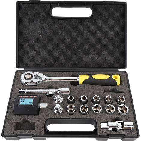 Jeu de clés à cliquet avec compteur de Torsion numérique, tournevis d'électricien 30N·m avec adaptateur, bielle, connecteur 1/2 pouces (1/5)
