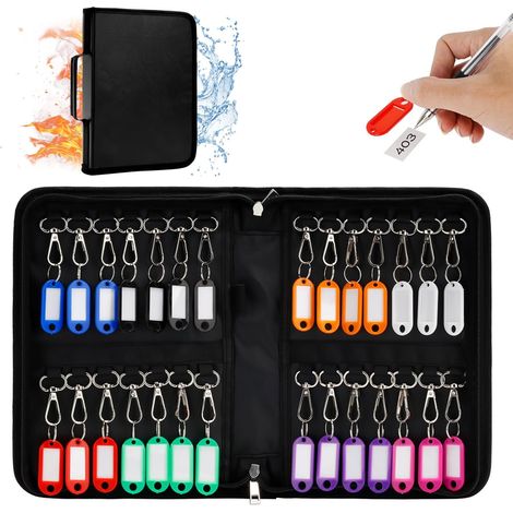 Boite à Clé Portable, 2820.55.4cm Boîte à Clé à Fermeture Éclair avec 28 Crochets et Étiquettes, Armoire à Clés pour Voiture/Hôtel/Bureau/Maison, Organisateur de Clé Portable Imperméable/Ignifuge (1/5)