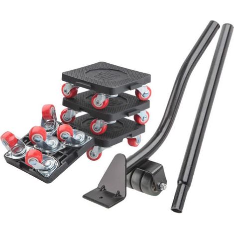 Ineasicer – Kit de levage et déplacement de meubles lourds – Roues rotatives 360° – Capacité 300 kg – Matériaux ABS et acier – Dimensions rouleau 12x12x5 cm (1/4)