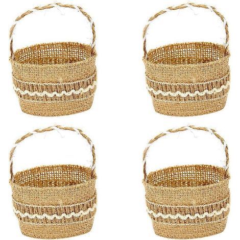 Set aus 4 Leinen-Hochzeitskörbchen, hübschen Bonbonhaltern, handgefertigten Leinen-Blumenkörbchen – 106 cm (1/3)