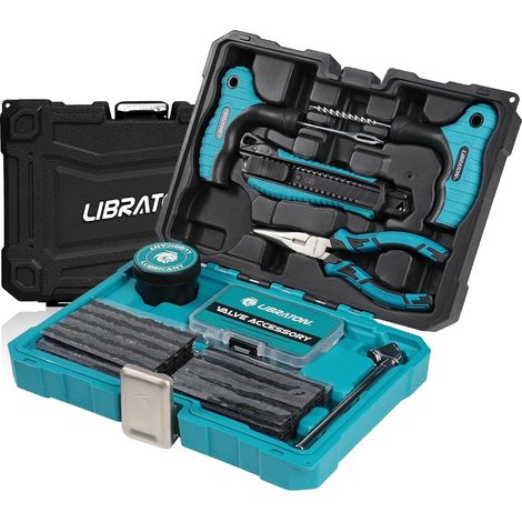 Meche Pneu Crevaison, Kit Reparation Pneu Voiture pour Reparer Les Pneus Creves et Les Pneus a Plat, Kit Crevaison Voiture pour Auto, Moto, VTT, SUV, Camion, Tracteur, Remorque (1/5)