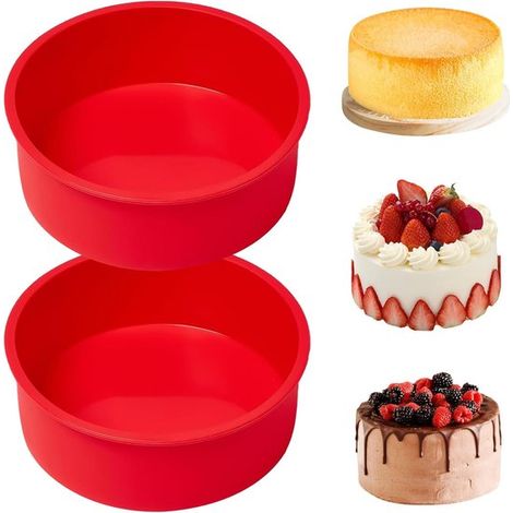 Set mit 2 runden Silikon-Backformen (15 cm Durchmesser) für Kuchen und Brot (1/5)
