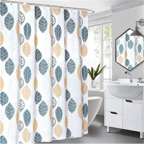 Rideau de Douche Salle de Bain étanche Polyester Rideau de Douche imprimée Salle de Bain Douche avec Crochet (Color : White, Taille : 180 200CM) (1/5)