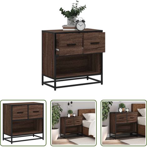 Table de chevet métal - Table de chevet chêne marron 60x31x60 cm bois ingénierie métal (1/5)