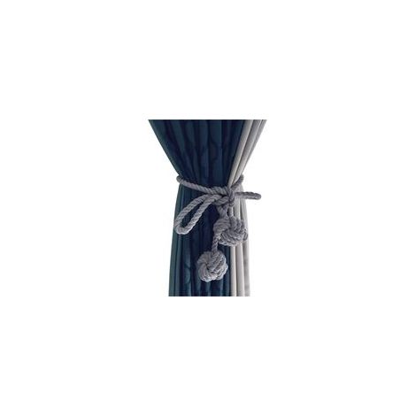 Lot de 2 embrasses de rideaux en corde tressée avec boules, style rustique, chic et décoratif pour salon, bureau ou hôtel.