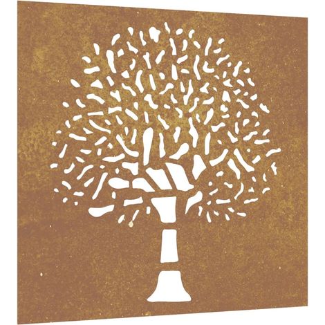 Décoration murale jardin 55x55 cm acier corten design d'arbre CFW659953 (1/5)