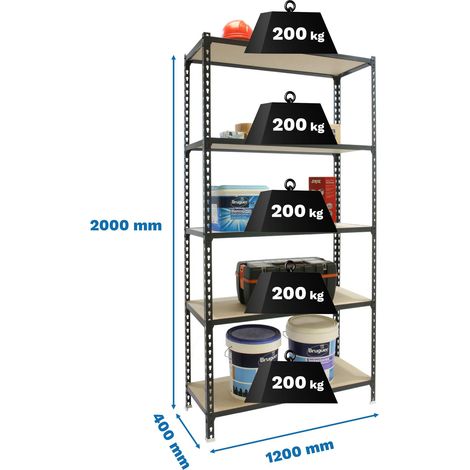 Simonrack Leichte Metallregal Anthrazit 5 Regale