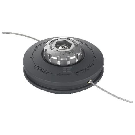 Testa Pro 2 Fili in Nylon con Pulsante in Metallo Tecomec con Adattatore M12 X 1,50 Fg e M12 X 1,75 Fg a Avvolgimento Manuale. Adattabile Su
