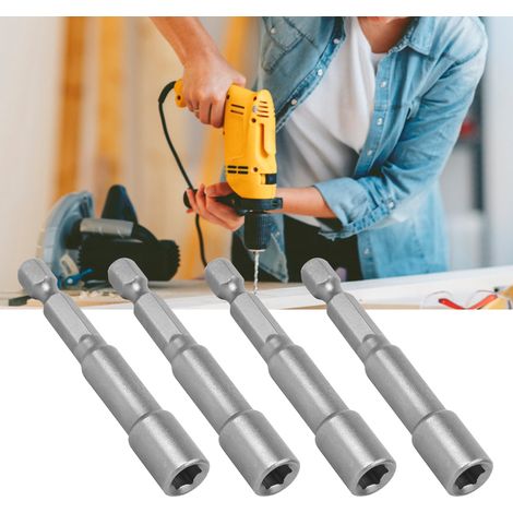 Set mit 5 magnetischen 6-mm-Sechskantbits aus Stahl, Adapter für Akkuschrauber und Bohrmaschine, magnetisches Schraubzubehör (1/5)