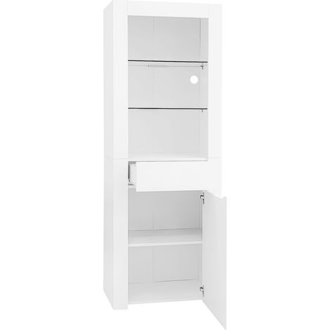 Vitrine avec éclairage LED via application, bibliothèque, armoire de classement, vitrine sur pied, meuble de rangement avec étagères, meuble vitrine, meuble de cuisine, bibliothèque pour cuisine, salo (1/5)
