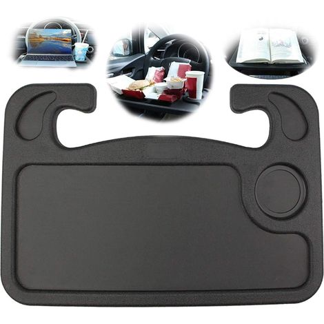 Mesa de conducción para coche, gancho para bandeja de comida para mesa de volante, accesorios esenciales para viajes en coche, bandeja de comida para coche, accesorios para ordenador portátil y coche. (1/5)
