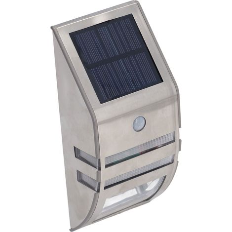Lampe murale solaire à détection de présence PIR, haute sensibilité, lumière blanche, 40 lm, acier inoxydable (1/5)