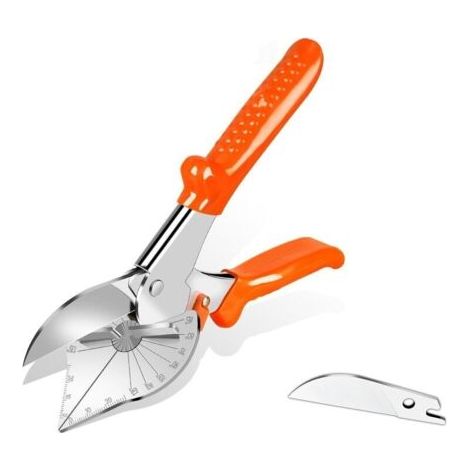 Cisaille à Onglet à Angle 45 ° -135 °, Ciseaux à Goulotte Multifonction, Outil de Coupe Quart de Rond pour Couper des Tuyaux en Pvc Ppr Pe, Branche, Fil. Y Compris 1 Lames de Rechange (1/5)