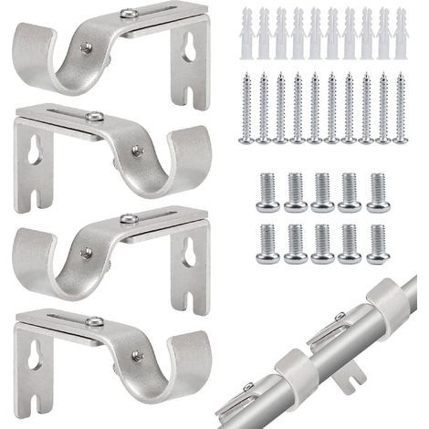Support de tringle à rideaux en 4 pièces, diamètre réglable de 20 à 26 mm, avec vis, étanche et antirouille, pour tringles à rideaux de porte, tringles à rideaux de douche, stores, tringles à vêtement (1/5)