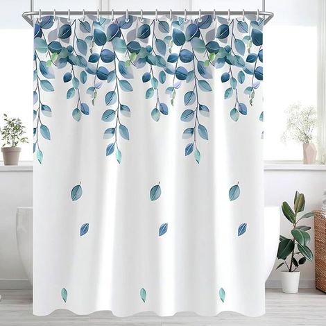 1 rideau de douche 260 x 200 cm, vert feuilles, ourlet lourd anti-moisissure, tissu polyester enduit, salle de bain moderne (1/5)