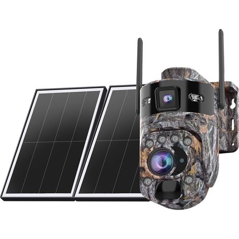 Caméra de Surveillance Extérieure Camouflage 4G Solaire Zoom Optique 36X Double Capteur AOV+PIR Vision Nocturne Infrarouge 80m Étanche IP66 Audio Bidirectionnel Alerte Mouvement (1/5)