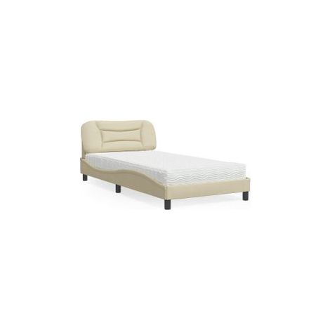 Lit avec matelas crème 100x200 tissu (1/5)