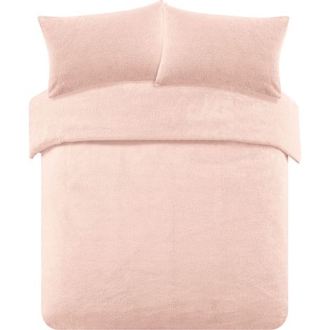 Parure de lit en Polaire avec Housse de Couette et taie d'oreiller - Rose pâle - 2 Places (1/5)