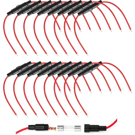 16PCS Porte-Fusible 5x20mm AGC, Rouge, 20A, 32V, Métal + Verre, Boîte à fusibles 01 (1/5)