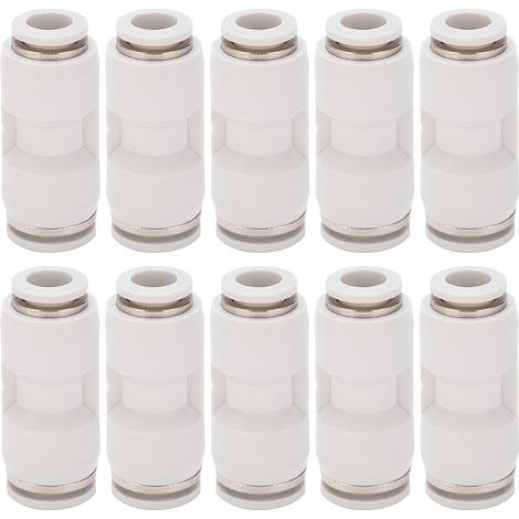 Raccord réducteur droit rapide 10 pièces blanc PG12-10, connecteur pneumatique pour tube à air, réducteur de tuyau à déconnexion rapide. (1/5)