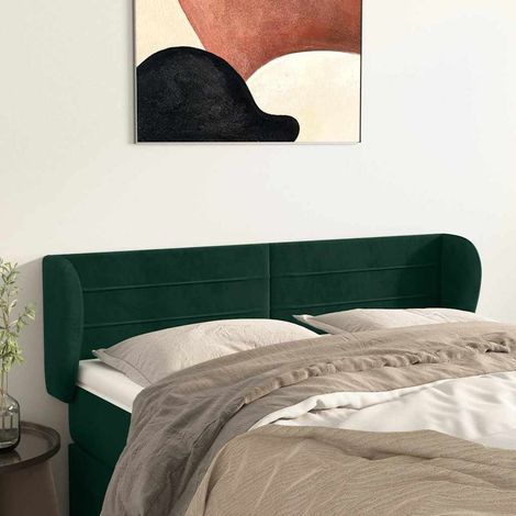 vidaXL Cabecero de terciopelo verde oscuro 147x23x78/88 cm (1/5)