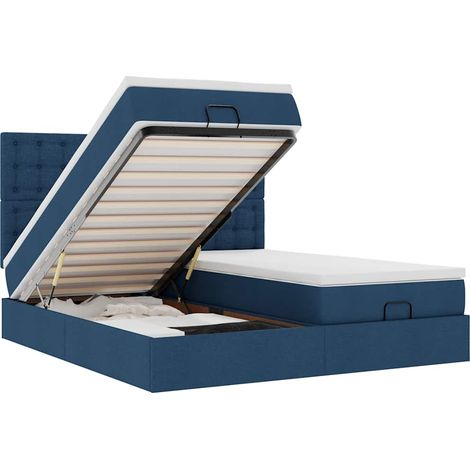 Maison Exclusive - Cadre de lit ottoman avec matelas bleu 200x200cm tissu (1/5)