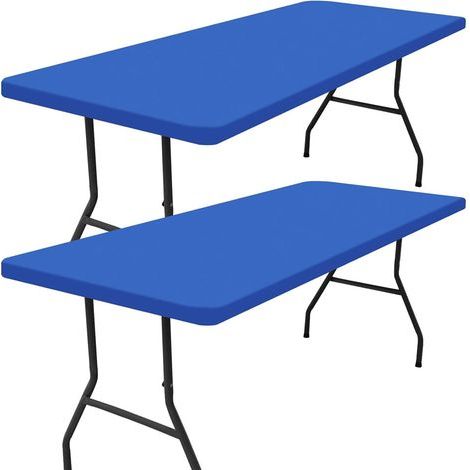 Set of 2 rectangular picnic tablecloths, for 4-foot tables (blue, 30"x48") (1/5)