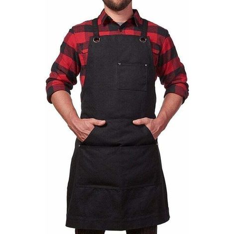 Tablier de soudage professionnel en cuir pour homme, tablier de soudage durable avec protection ignifuge et forgeron noir 86 x 68 cm (1/4)