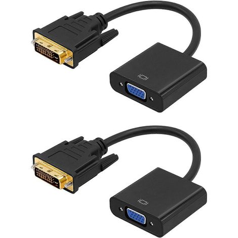 Adaptateur DVI-D vers VGA 1080p, convertisseur actif DVI D24+1 broches mâle vers VGA femelle, adapté aux PC, ordinateurs portables, téléviseurs et moniteurs, prend en charge la résolution 1080p. (1/5)