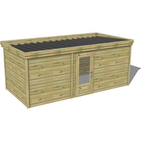ABRI DE JARDIN bois traité 27mm, 6x2,6m, 16m2