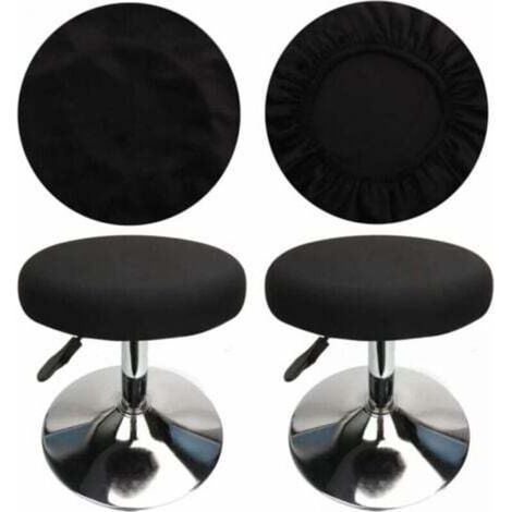 [JAMAIS UTILISÉ] (4 Pièces Noir)Housse Tabouret Rond Housse Tabouret de Bar, Tissu de Luxe, Diamètre 30-36cm, Extensible, Infroissable, Lavable et Anti-Poussière (1/4)