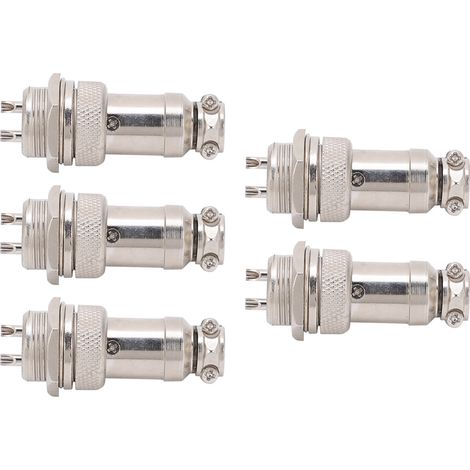 5 Stück Luftfahrt-Steckverbinder (männlich/weiblich) für Kabelverteiler, Stromversorgung, Chassis, Metallanschlüsse, GX16, 16 mm, 450 V, 2-polig (1/5)