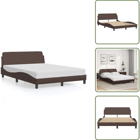 Bettgestell mit Kopfteil Braun 120x200 cm Kunstleder - Bettsofa - Holzbettfundament - Lattenrost - Doppelbett - Boxspringbett (1/5)