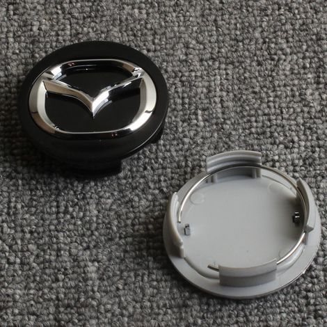 Cache Moyeu Roue 56mm Compatible Mazda 3 5 6 8 CX-7 Atenza – Cache Centre de Jante Voiture en ABS, Enjoliveur de Roue Auto, Capuchon Moyeu Automobile, Accessoire Jante, Lot de 4 – Noir (Pieds Longs) (1/2)