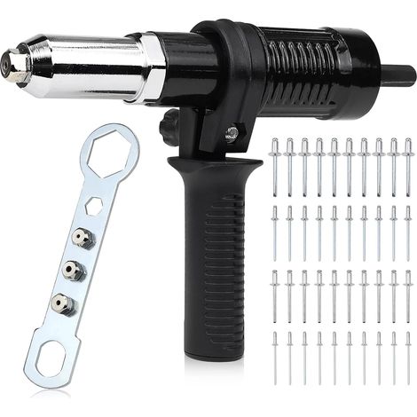 Adaptateur de Rivets Aveugles à Pince à Riveter avec 40 pcs Rivets 10 par Taille 2,4/3,2/4,0/4,8 mm, Embouts à Riveter pour Perceuse Visseuse Sans Fil (1/5)