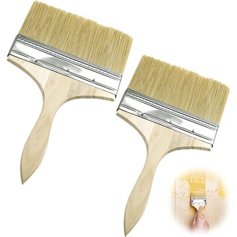 2 Brosses à Plancher Large Manche Bois Pinceau Peinture Extérieur (1/5)