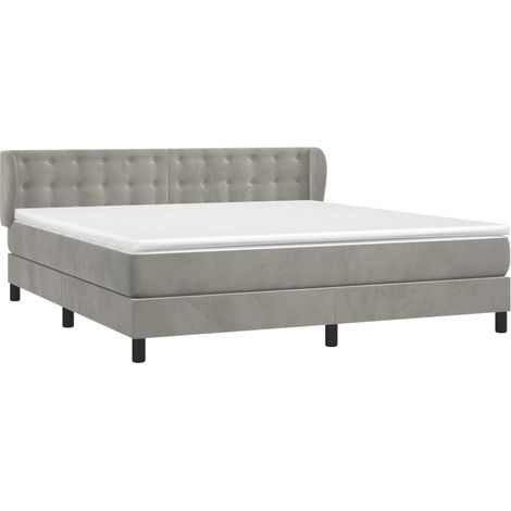 Box Spring Bed with Mattress Light Grey 180x200 cm Velvet vidaXL