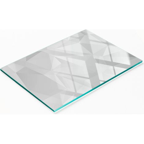 Tablero de vidrio templado con estampado abstracto de tri谩ngulos decorativos, 80x52 cm.