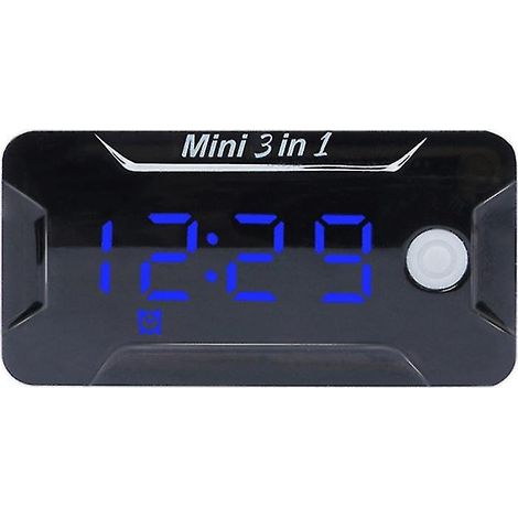Horloge numérique étanche, thermomètre, voltmètre, moto, bleu (1/5)