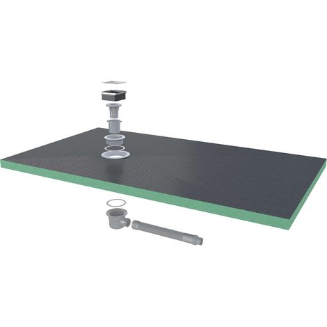 Océan Receveur de douche 1400x800 mm, recoupable et à carreler. Étanchéité renforcée, 40 mm d'épaisseur, inclut kit étanchéité, bonde et tuyau (1/5)