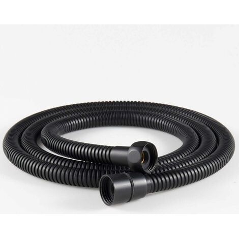 Tuyau de douche flexible en acier inoxydable 1 pièce 1,5 m, raccords en laiton, tuyau de pommeau de douche anti-torsion, tuyau de douche flexible - noir (1/5)