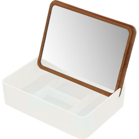 Organizer Trucchi e Cosmetici con Specchio Rettangolare Smack - Colore: Bianco