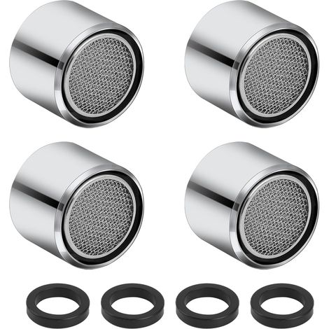 Lot de 4 aérateurs de robinet, filetage femelle 22 mm, filtre de robinet de salle de bain, crépine en laiton chromé avec joint. (1/5)