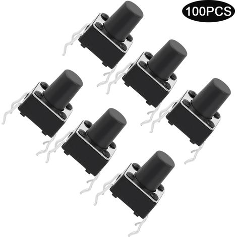 Lot de 100 mini-interrupteurs tactiles momentanés à bouton-poussoir (6 x 6 x 8 mm) (1/5)