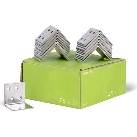 Équerre de fixation en acier inoxydable 40 x 40 x 40 mm – Coins biseautés – Set de 25 pièces pour assemblage durable – Alberts (1/4)