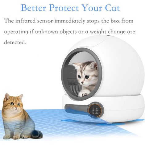 Bac à litière autonettoyant intelligent pour chats Maison de toilette automatique connectée avec contrôle par application et système de désodorisation